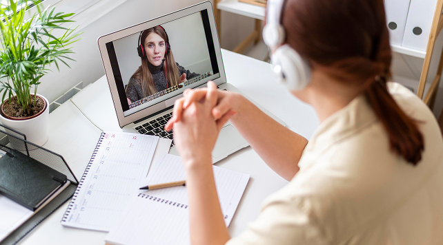 Video call with team member